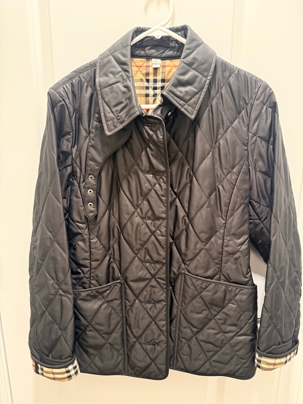 Burberry Black Diamond Quilted Check Lined Jacket Women’s Large